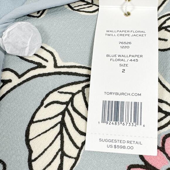 TORY BURCH Wallpaper Floral Twill Crepe Jacket in Blue Wallpaper Floral 2 - Picture 8 of 14